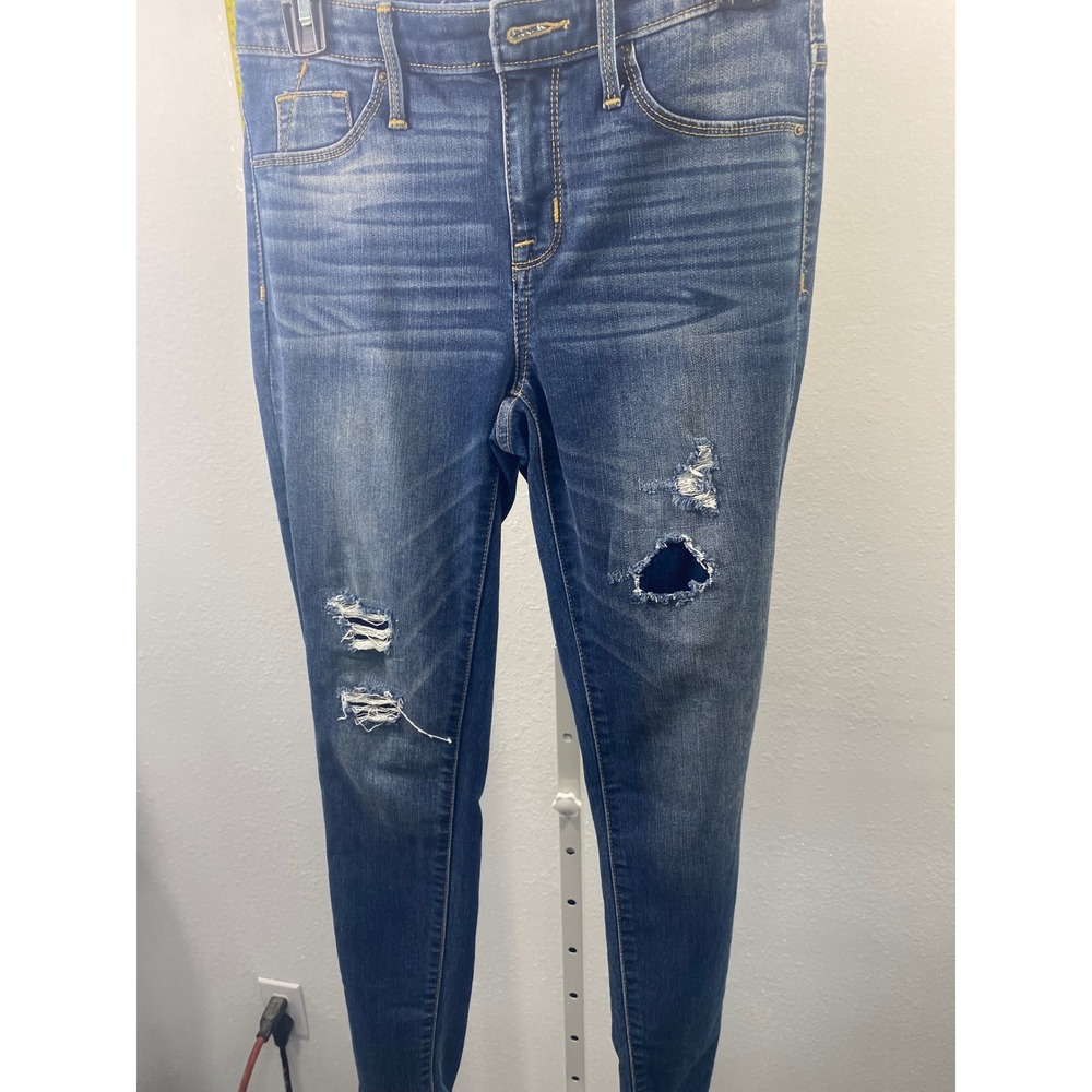 Mossimo High Rise Jegging Distressed Skinny Jeans Medium Wash Blue Womens 0/25R